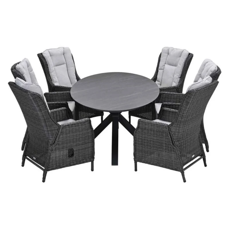 Osborne verstelbare tuinset 7-delig Earl Grey met Scotland tafel Napoli Grey 230x115 cm