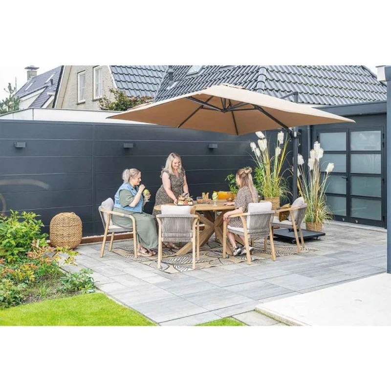 Santos dining tuinset 7-delig Acacia White Wash met Urania tafel ovaal 220x115 cm