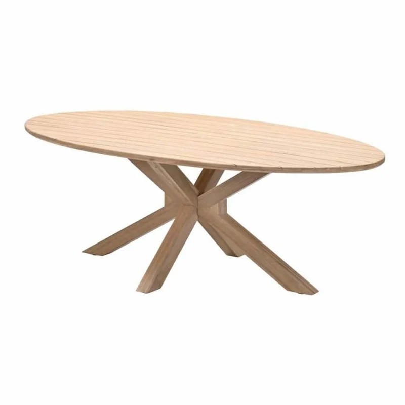 Santos dining tuinset 7-delig Acacia White Wash met Urania tafel ovaal 220x115 cm