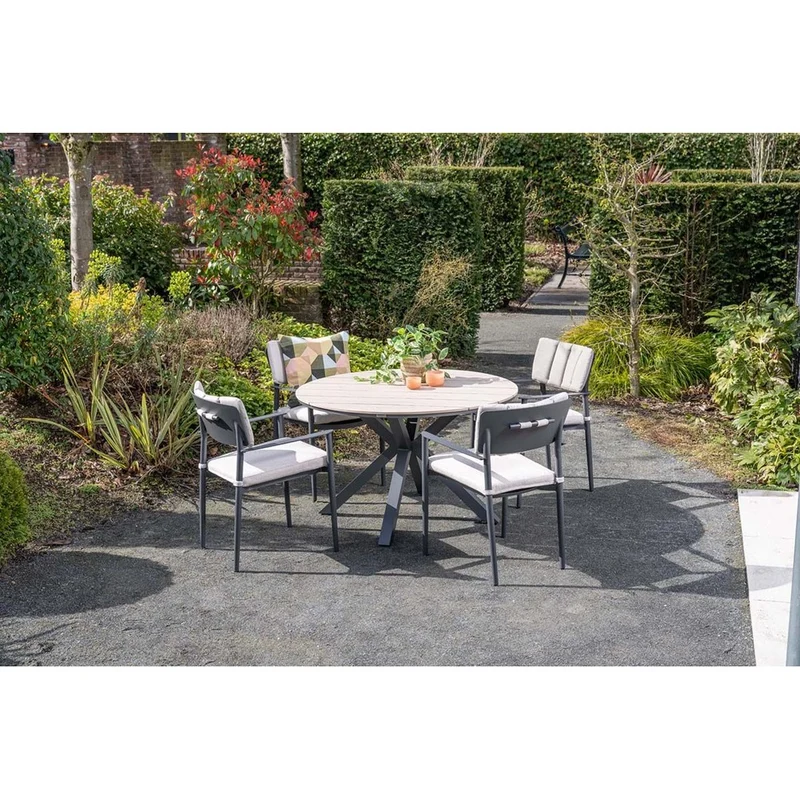 Edison tuintafel rond 122 cm light teak vironwood