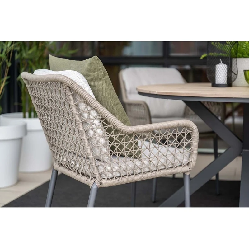 Toledo dining tuinstoel carbon black rope taupe