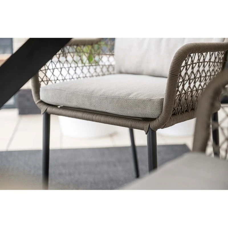 Toledo dining tuinstoel carbon black rope taupe