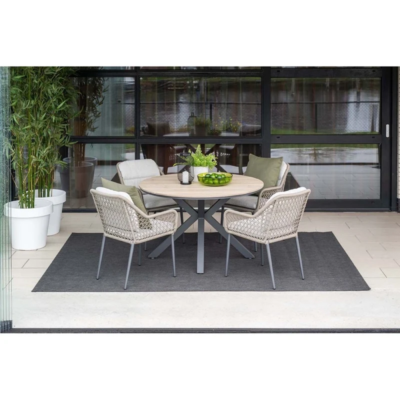 Toledo dining tuinstoel carbon black rope taupe
