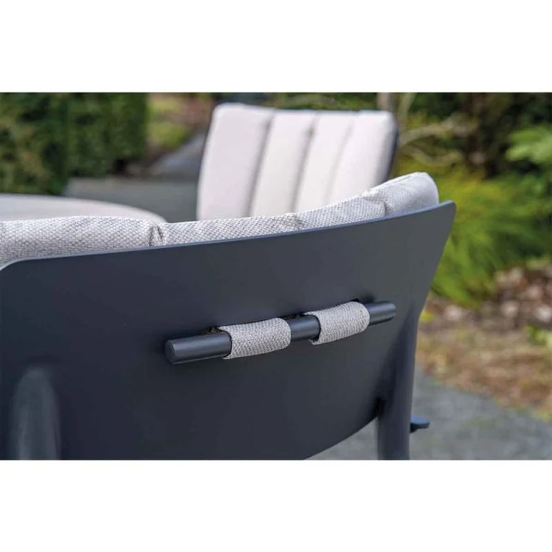 Toulon tuinset 6-delig carbon black met Lowland tuintafel rond 150 cm napoli sand