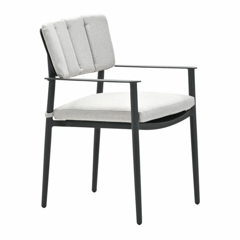 Toulon tuinset 6-delig carbon black met Lowland tuintafel rond 150 cm napoli sand