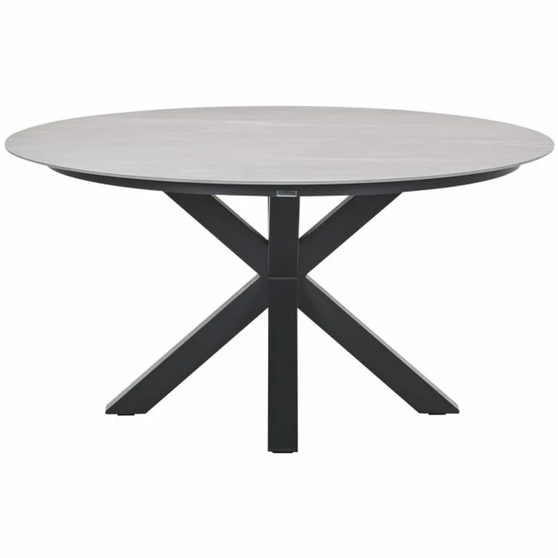 Toulon tuinset 6-delig carbon black met Lowland tuintafel rond 150 cm napoli sand