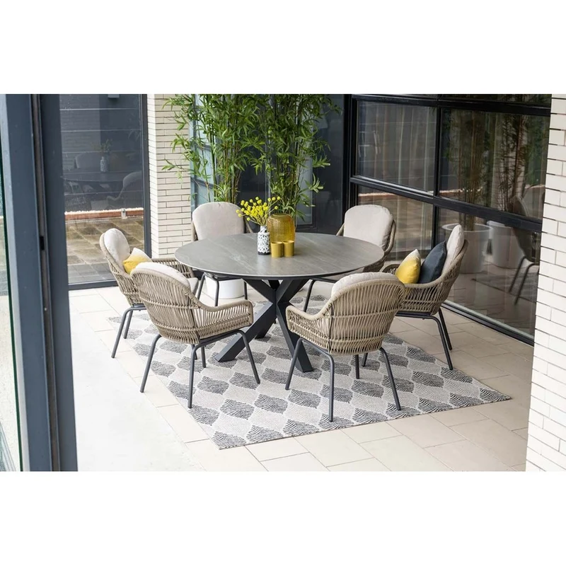 Lowland tuintafel rond 150 cm carbon black