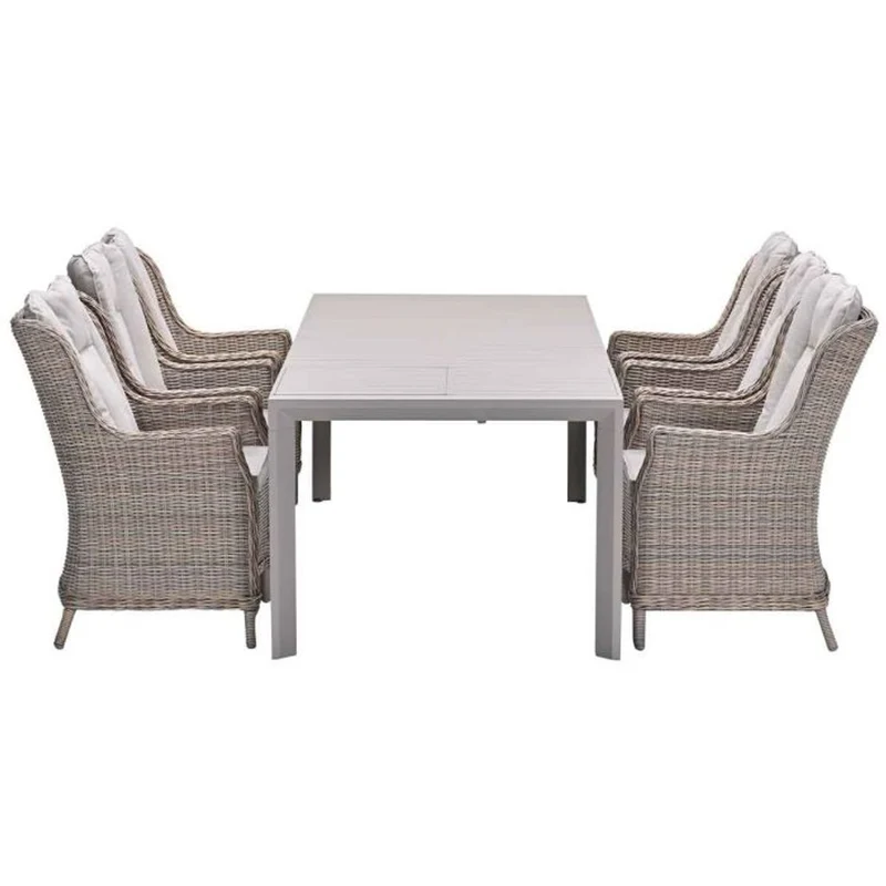 Osborne tuinset 7-delig vintage willow met Latina uitschuifbare tuintafel 180/230x100 cm taupe