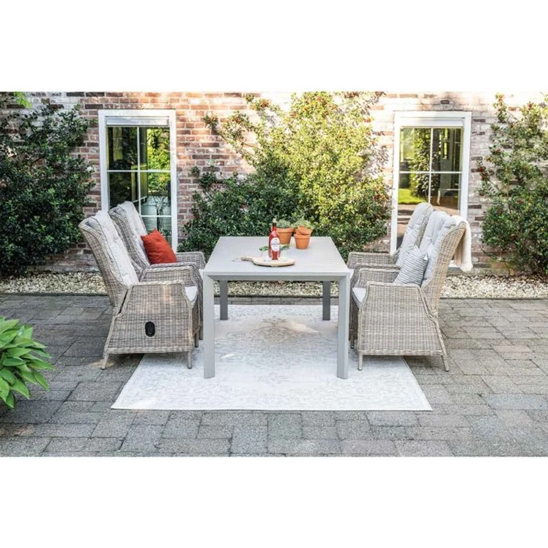 Osborne verstelbare tuinset 7-delig vintage willow met Latina uitschuifbare tuintafel 180/230x100 cm taupe