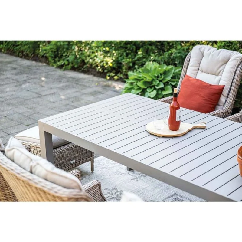 Osborne verstelbare tuinset 7-delig vintage willow met Latina uitschuifbare tuintafel 180/230x100 cm taupe