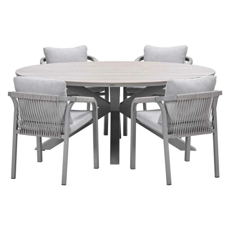 Monti tuinset 5-delig dakar sand met Edison tuintafel ovaal 180x115 cm light teak vironwood