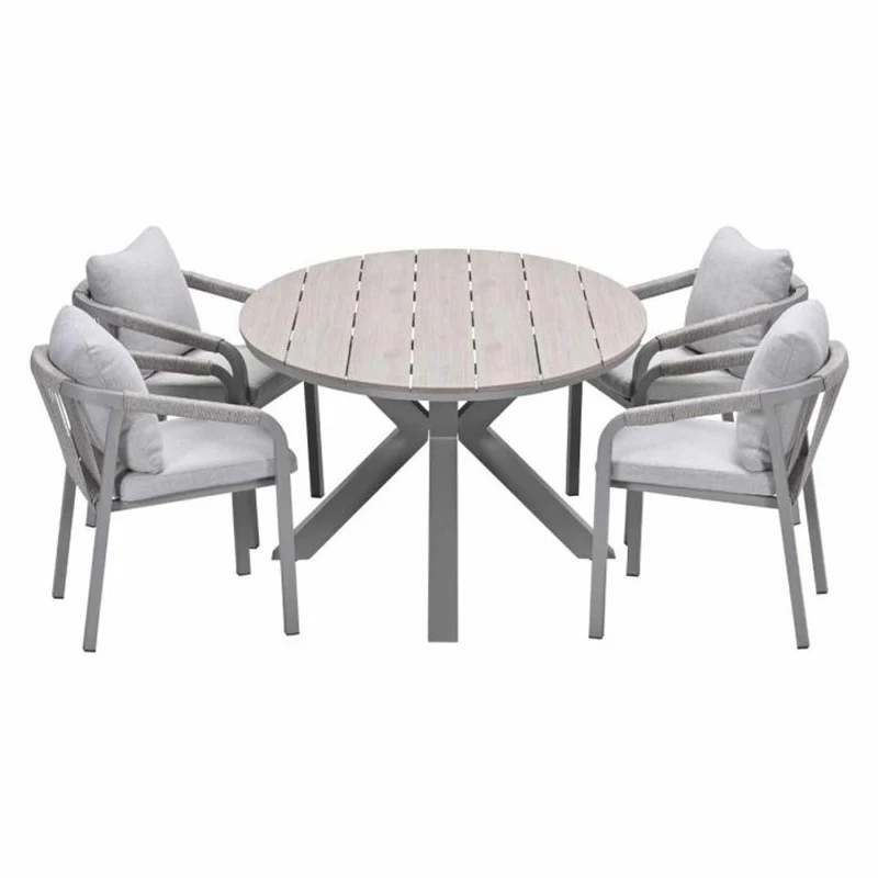 Monti tuinset 5-delig dakar sand met Edison tuintafel ovaal 180x115 cm light teak vironwood