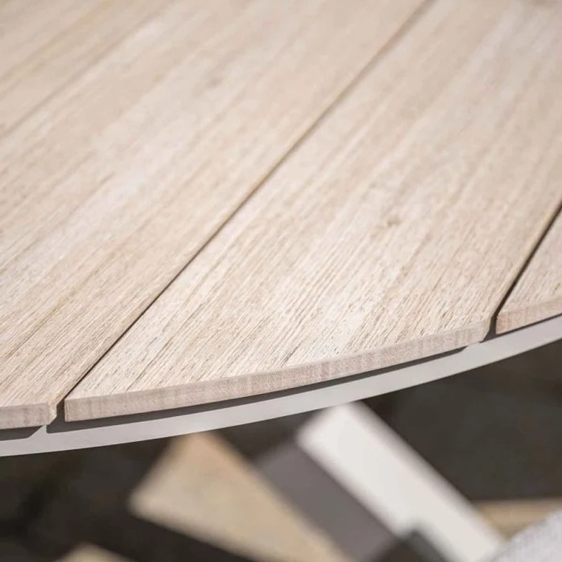 Monti tuinset 6-delig dakar sand met Edison tuintafel rond 148 cm light teak vironwood