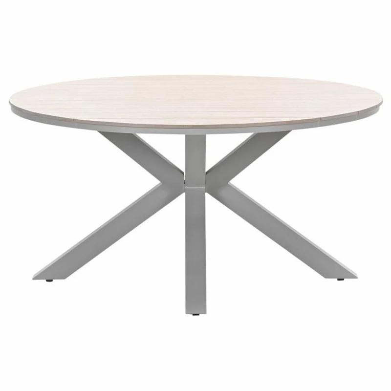 Allasio tuinset 6-delig carbon black met Edison tuintafel rond 148 cm light teak vironwood