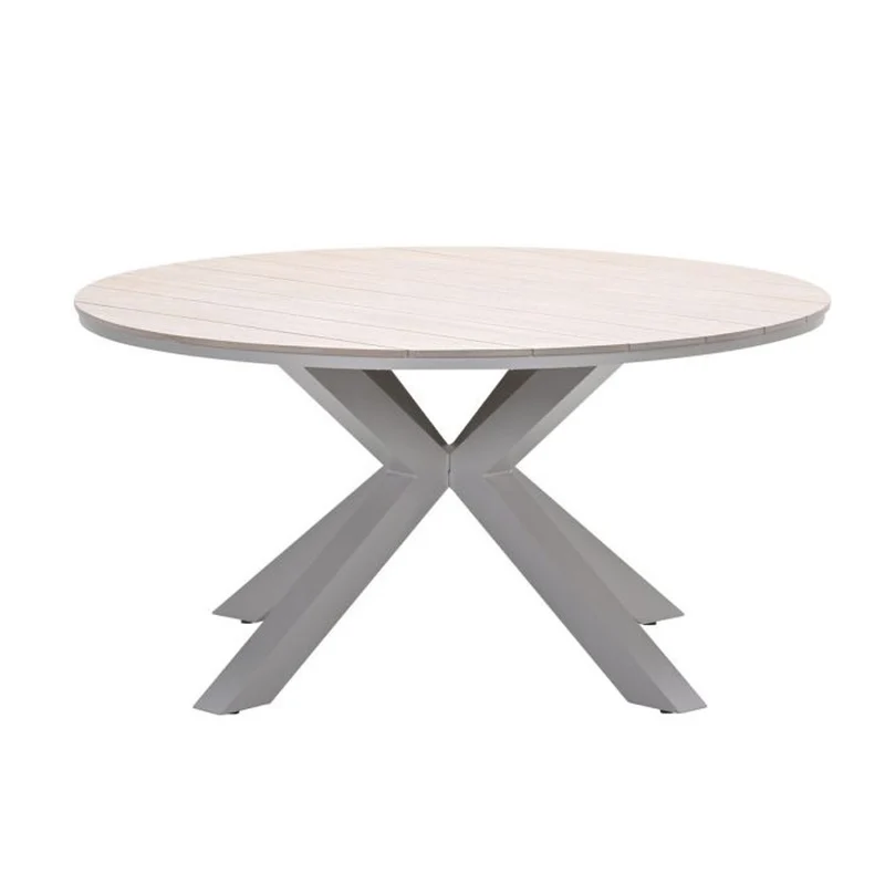 Sergio tuinset 6-delig valley sand met Edison tuintafel rond 148 cm light teak vironwood