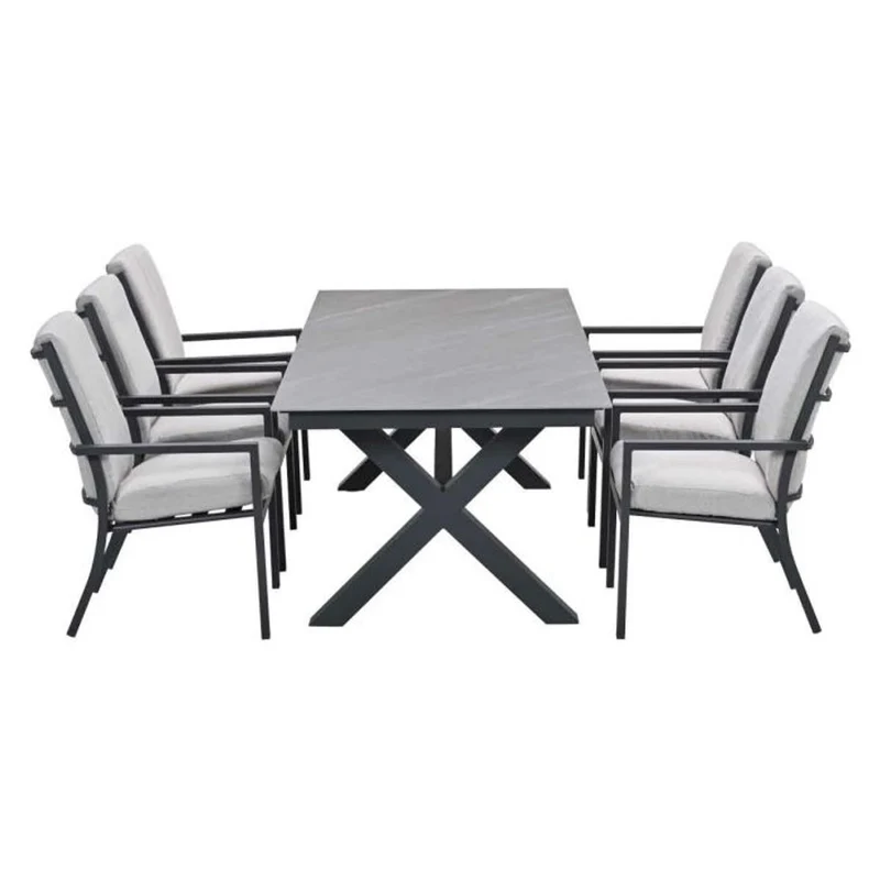 Sergio tuinset 7-delig desert sand met Marbella tuintafel 240x100 cm centostone napoli sand