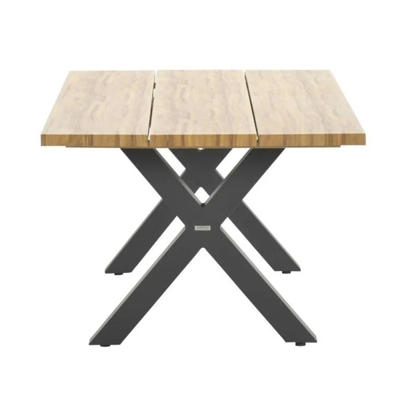 Sergio tuinset 5-delig carbon black met Zeus tuintafel aluminium teak look