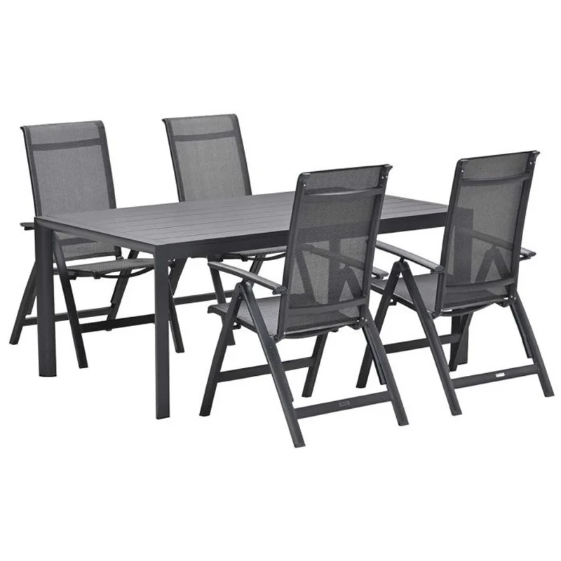 Gosford tuinset 5-delig verstelbaar donker grijs 180x100 cm