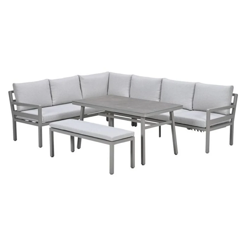 Garden Impressions Corsica lounge-dining set 4-delig links taupe valley sand slate grijs keramisch glas