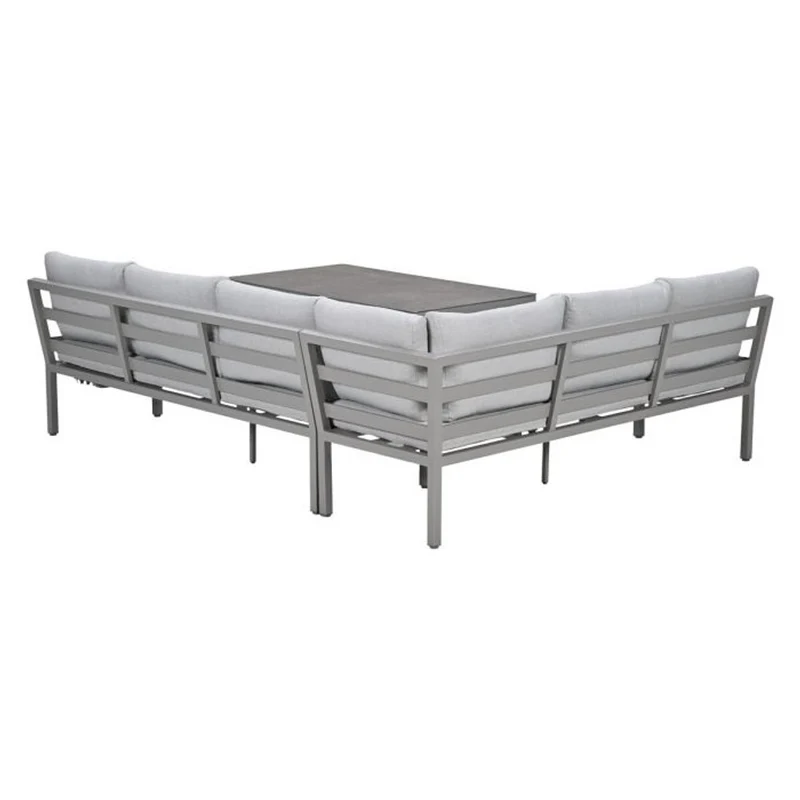 Garden Impressions Corsica lounge-dining set 4-delig links taupe valley sand slate grijs keramisch glas