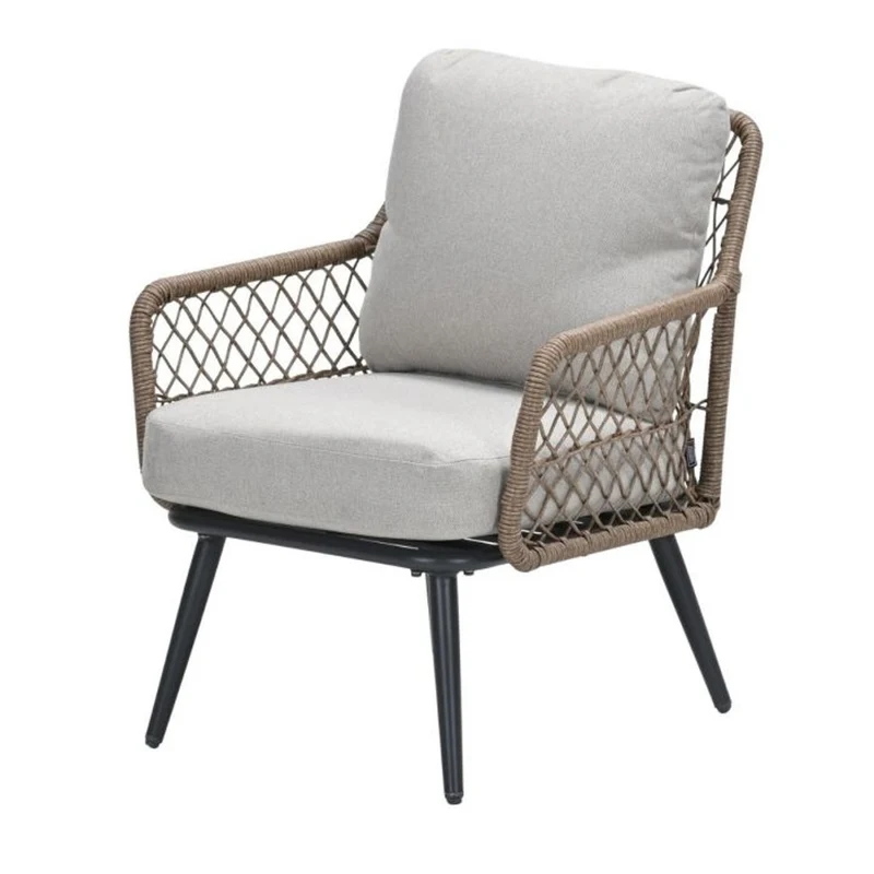 Garden Impressions Allasio lounge fauteuil carbon black rope natural desert sand