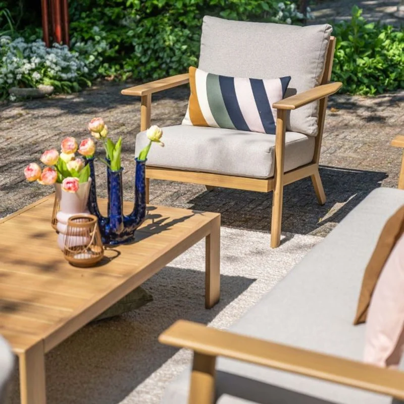 Garden Impressions Chicago lounge fauteuil natural teak look desert sand