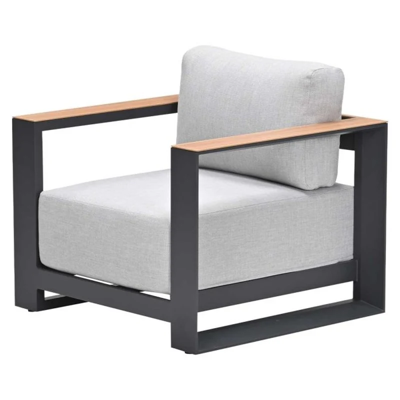 Garden Impressions Levanto lounge fauteuil carbon black valley sand light teaklook