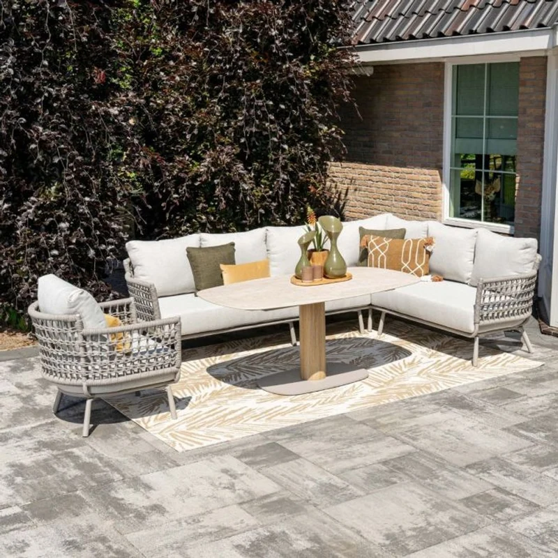 Garden Impressions Aversa lounge fauteuil taupe rope grijs zand valley sand