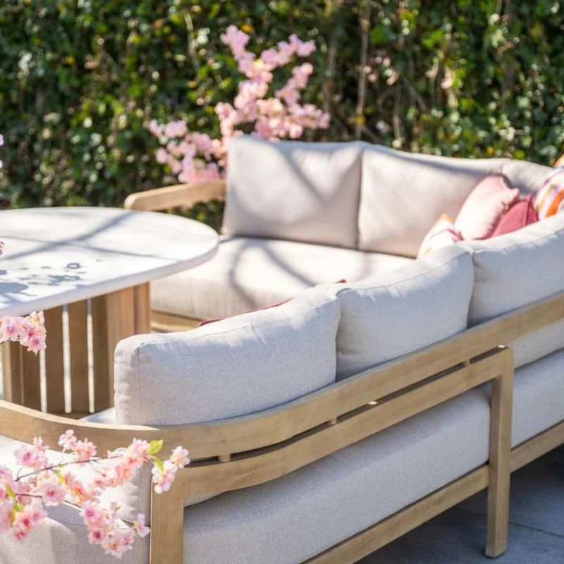 Garden Impressions Ibiza lounge-dining set 2-delig links acacia white wash grijs zand