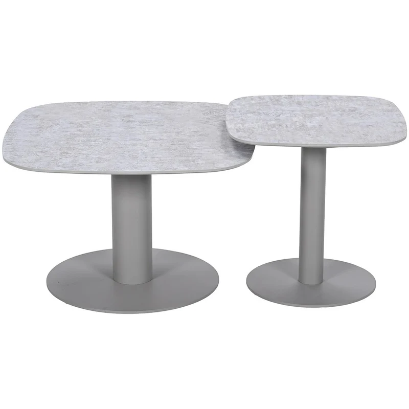 Garden Impressions Bosco set van 2 lounge tafels taupe light teak look Fibrestone doha sand