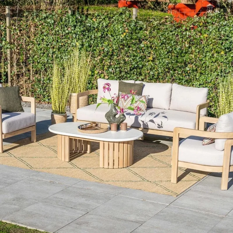 Garden Impressions Ibiza lounge tafel 130x70xH40 cm acacia white wash sand