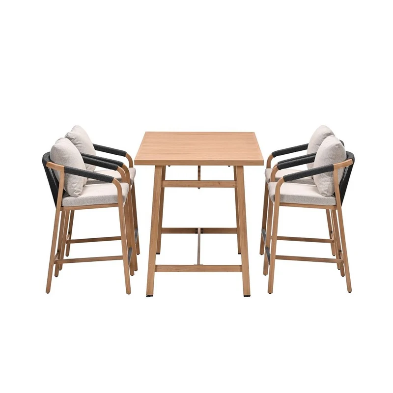 Garden Impressions Monti barset 5-delig- light teaklook rope lava zwart gobi sand