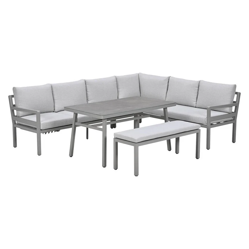 Garden Impressions Corsica lounge-dining set 4-delig rechts taupe valley sand slate grijs keramisch glas