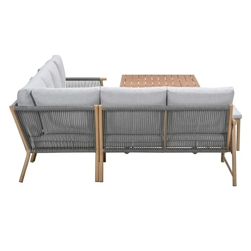 Garden Impressions Bahama lounge-dining set 5-delig light teaklook taupe valley sand