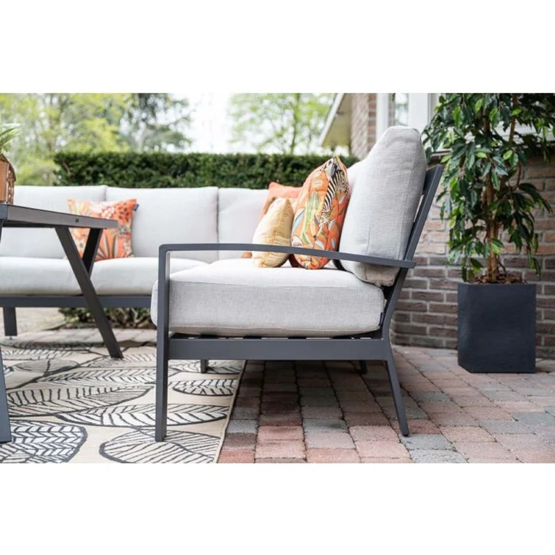 Garden Impressions Rondo lounge-dining set 6-delig carbon black valley sand