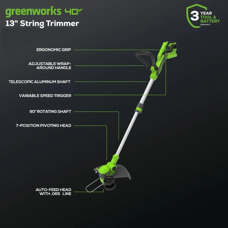 40V 13" Cordless Battery String Trimmer and 350 CFM Leaf Blower Combo Kit: 4.0 Ah Battery and Charger