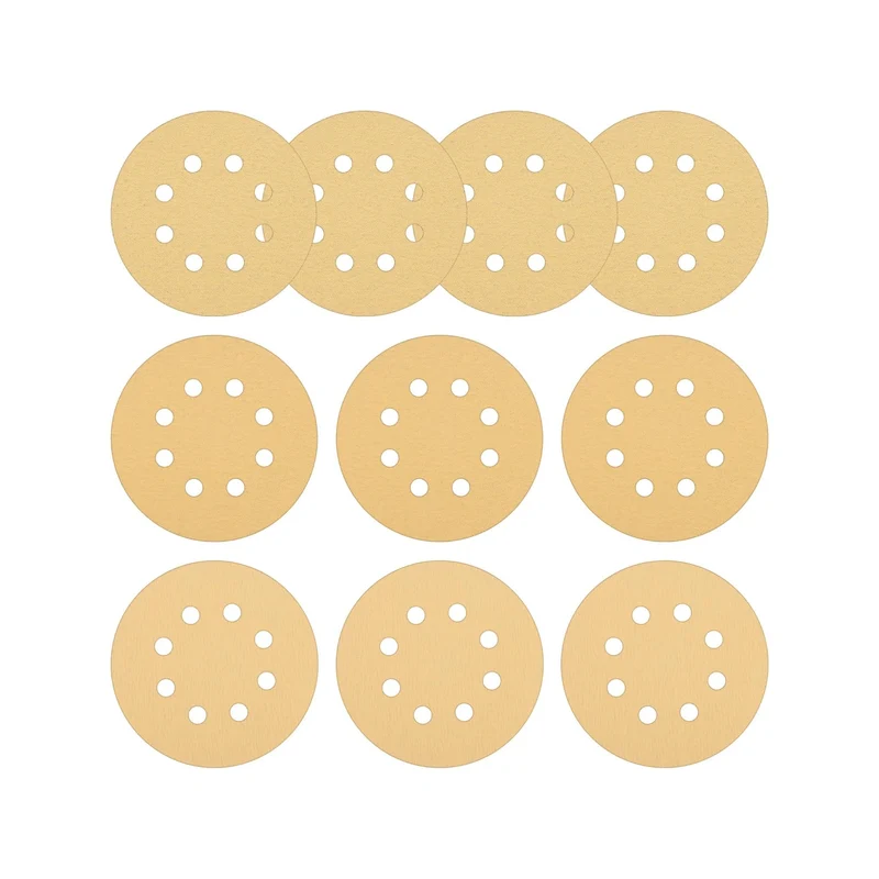 10PC 5" 8-Hole Hook and Loop Sanding Discs Pad Kit Random Orbit Sandpaper