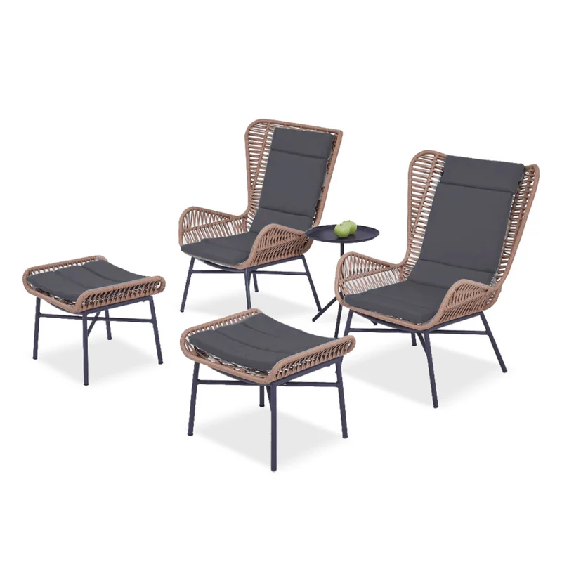 Boender Outdoor Sierra loungestoel met voetenbank | wicker + aluminium | Bamboe antraciet