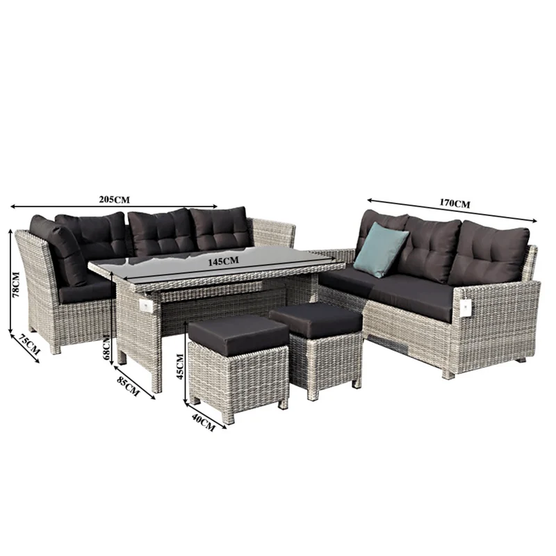 Boender Outdoor Dragon dining loungeset 5-delig lichtgrijs