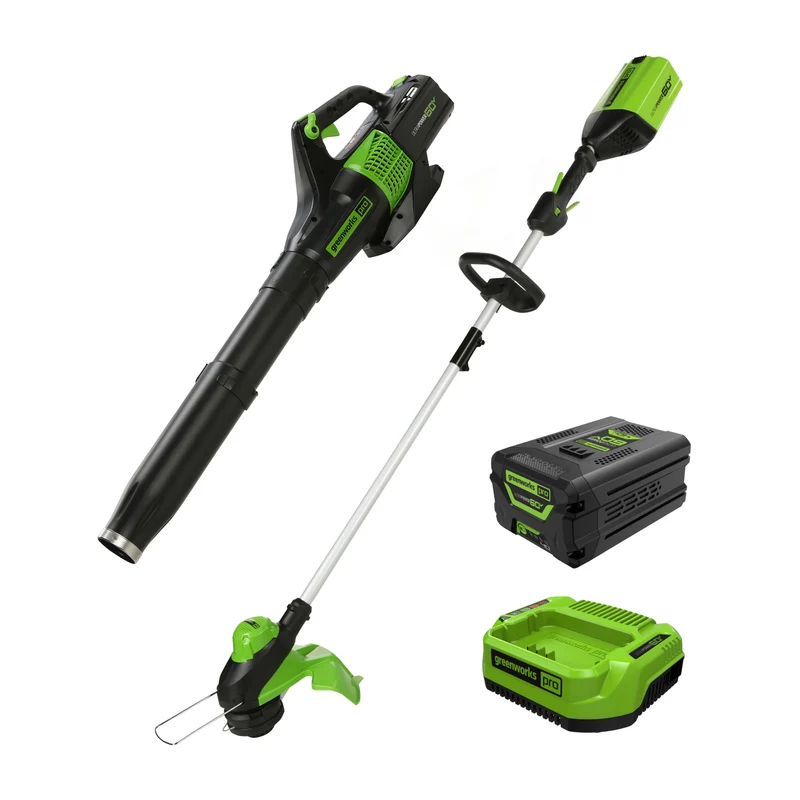 60V 13" Cordless Battery String Trimmer & 540 CFM Leaf Blower Combo Kit w/ 4.0Ah Battery & Charger