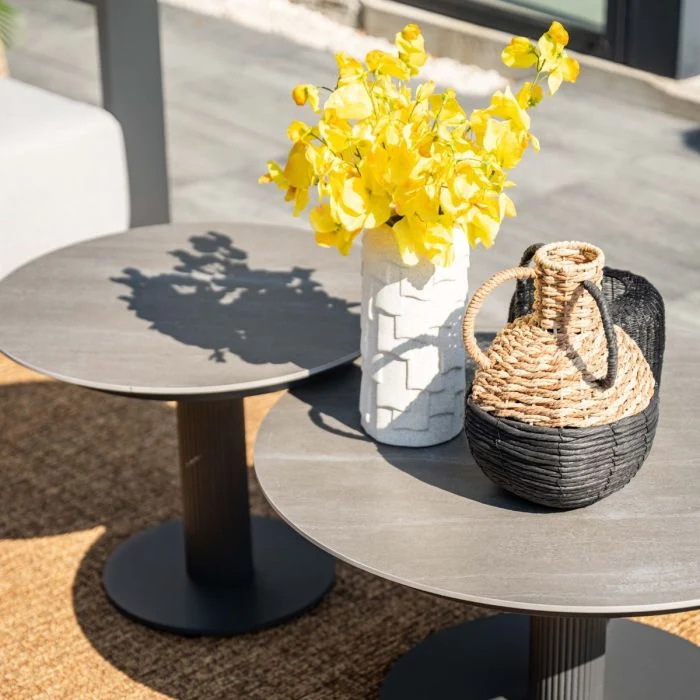 Garden Impressions Nice lounge tafel Ø60xH45 cm carbon black Centostone Napoli sand