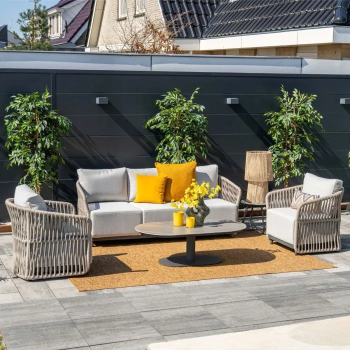 Garden Impressions Nice lounge tafel 130x70xH40 cm carbon black Centostone Napoli sand