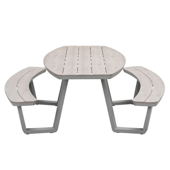 Garden Impressions Bell picknick set ovaal 220x193xH75 cm taupe light teak look Vironwood