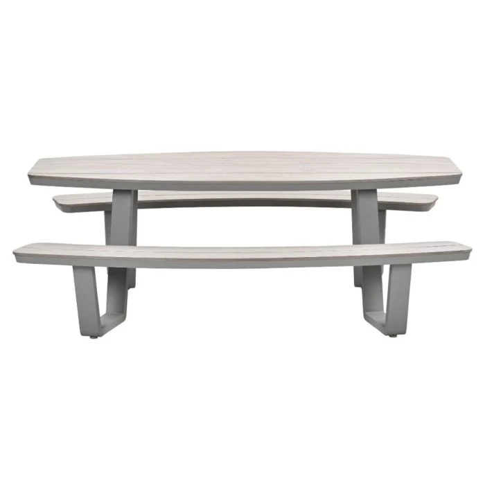 Garden Impressions Bell picknick set ovaal 220x193xH75 cm taupe light teak look Vironwood