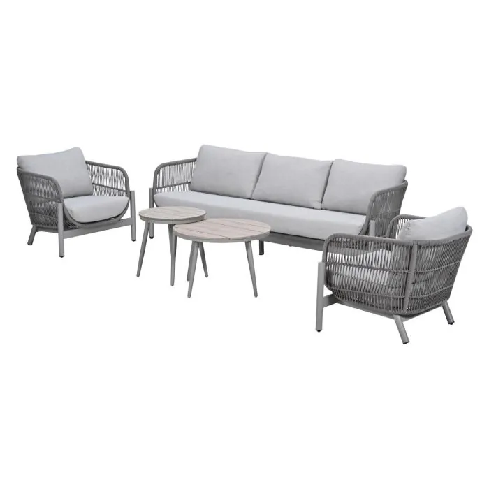 Garden Impressions Catanzaro loungeset 3-delig taupe rope grijs zand valley sand