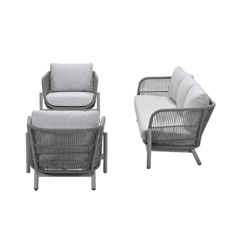 Garden Impressions Catanzaro loungeset 3-delig taupe rope grijs zand valley sand
