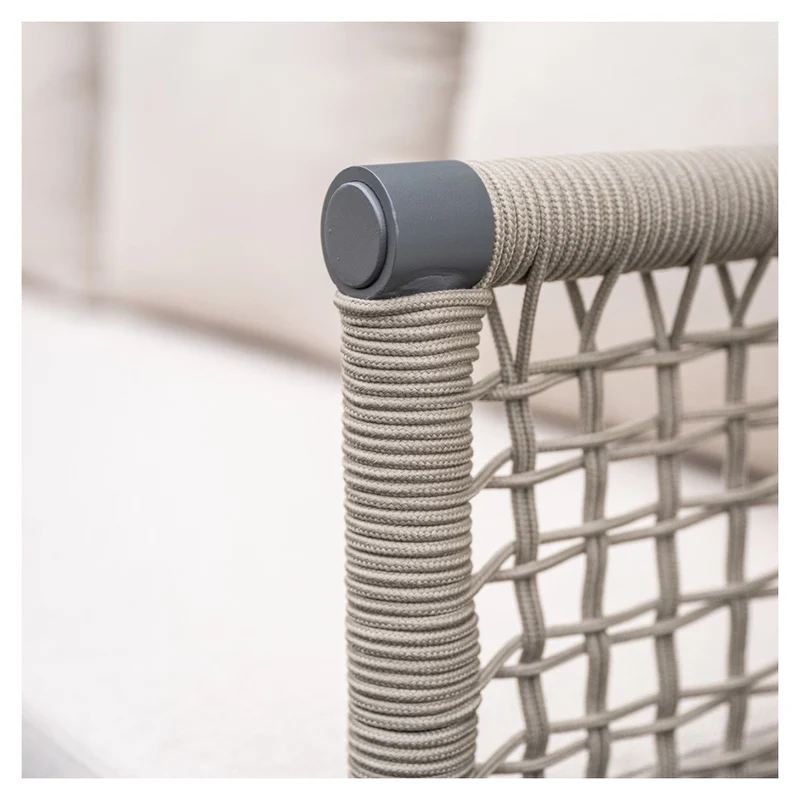 Lea hoek loungeset - 4-delig - aluminium carbon black - rope taupe