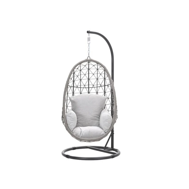 Panama hangstoel met standaard - eivorm - carbon black - rope taupe - valley sand