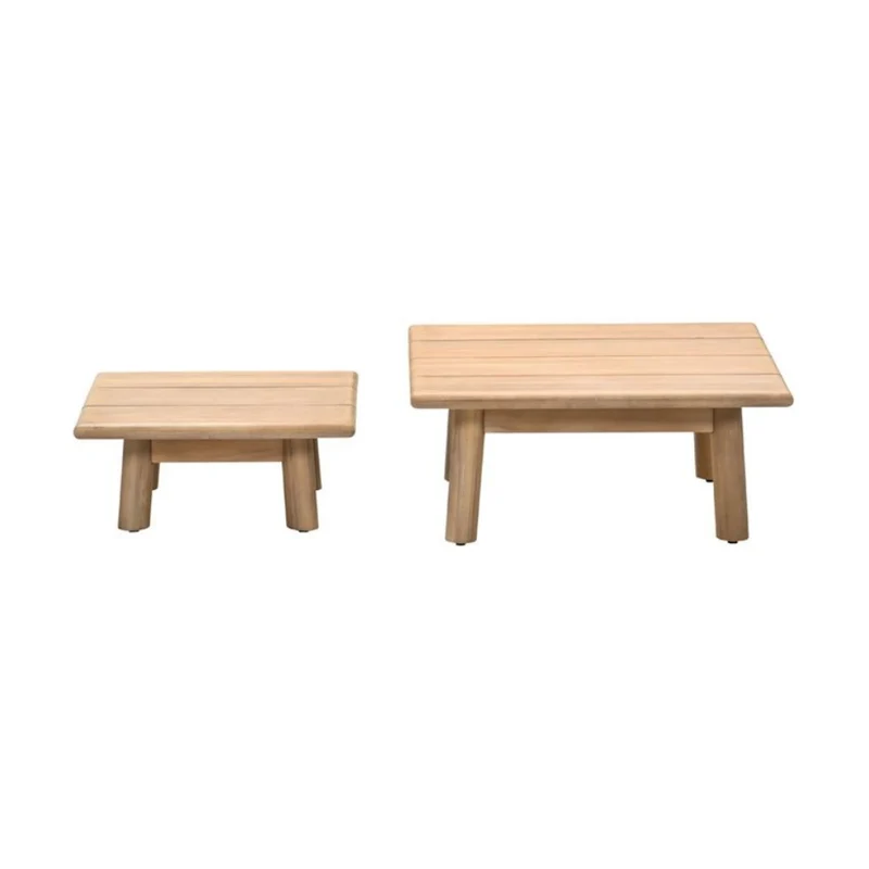 Lunar set van twee houten bijzettafels - acacia white wash