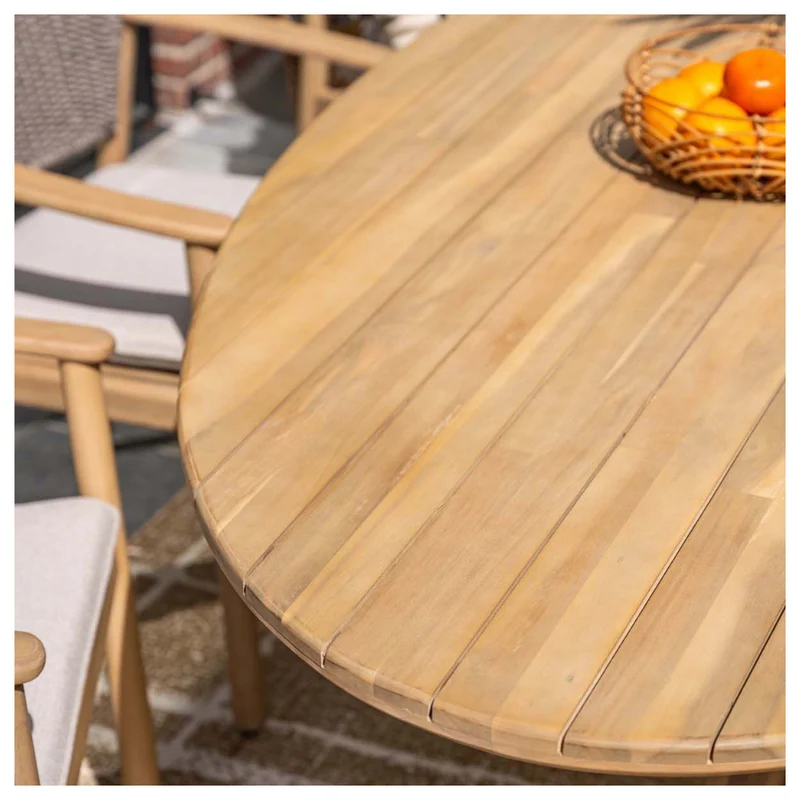 Urania houten tuintafel ovaal - 220x115 cm - acaciahout met white wash